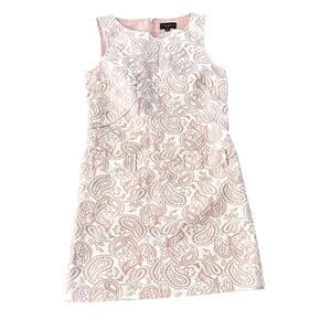 VICTORIA BECKHAM Jacquard Shift Dress Size Small Blush Pink White Embroidered